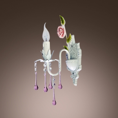 Vibrant Floral Design Add Charm to Delightful Single Light Wall Sconce