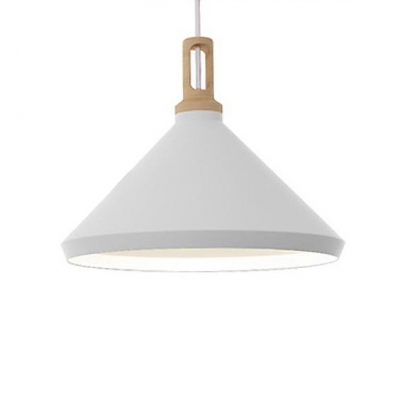 Large Pendant Lighting With Wood Holder, Aluminum Modern And Chic White Finished