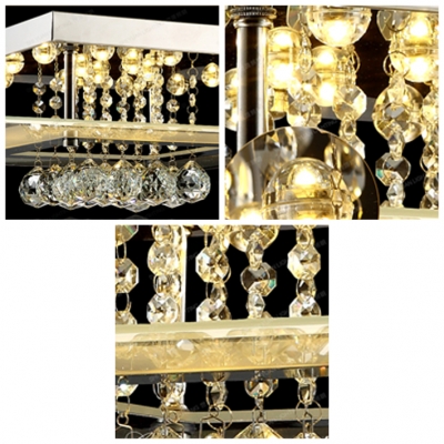 Brilliant Design Cluster of Crystal Small Globes Suspended Modern and Bold Square Flush Mount