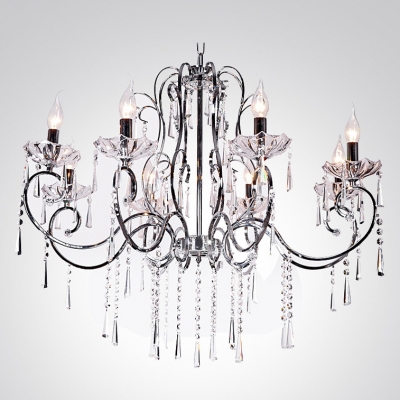 

Chrome Finished 8-Light Crystal Strands and Droplets Contemporary Chandelier, HL360873