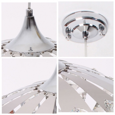 Chrome Finished Crystals Embedded Intriguing and Enchanting Oval Shade Modern Pendant