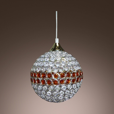 Classic Disco Ball Mini Pendant Light Embedded by Amber and Clear Crystals