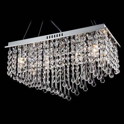 Clear Crystal and Polished Chrome Finish Combine yo Create Glittering Large Contemporary Chandelier Design