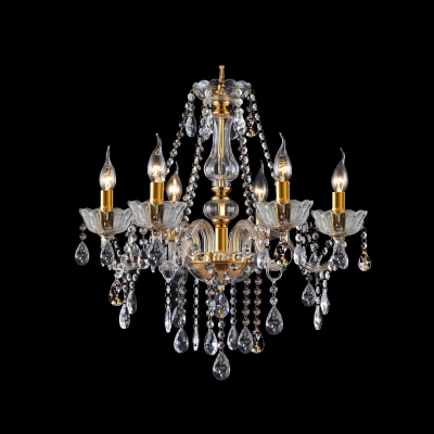 Clear Crystal Beads and Strands Cascades 6-Light Traditional Chandelier