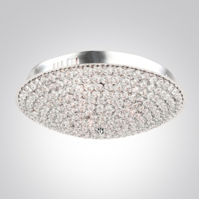 Dazzling Clear Crystal Beaded Accents and Stainless Steel Chrome Finished Flush Mount