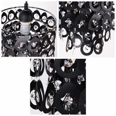 Dazzling Swag Pendant Light Adorned with Clear Crystal Completed by Black Finish Frame