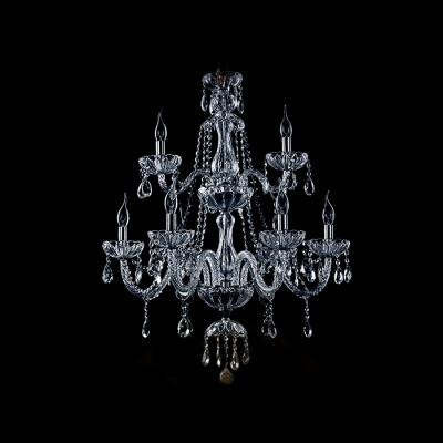 Double Tiered Glittering Clear Crystal 8-light Chic and Elegant Chandelier