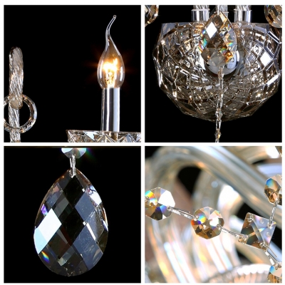 Dramatic Impressive Three Light Crystal Wall Sconce with Graceful Curving Arms