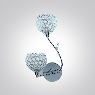 Elegant Flower Design Add vitality to Delightful Two-light Crystal Wall Sconce