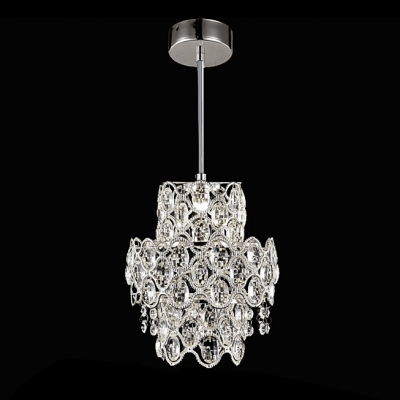 Finely Hand Cut Champagne Crystals Curving Frame Mini Pendant for Dining Room
