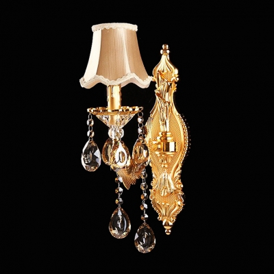 Gleaming Polished Detailing Gold Finish Wall Sconce Adorned with Amber Crystals Creating Delicate Addition to Your Home Decor