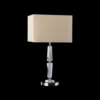 Gorgeous Table Lamp Adorned with Eye-catching Rectangle Fabric Shade and Clear Crystal Center