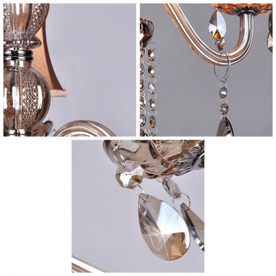 Graceful Scrolling Frame of  Chandelier Bedecked with Glittering Crystal and Unique Chrome Finish