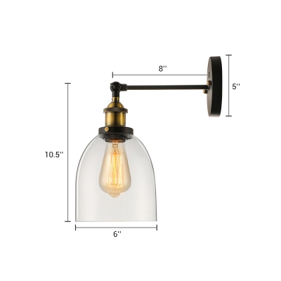 1-Light Vintage Bathroom LED Sconce with Clear Glass Dome Shade