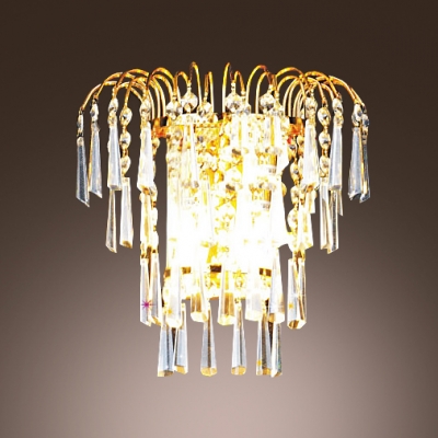 Lustrous Low-voltage Luminaire Wall Sconce Composed of Faceted Crystals