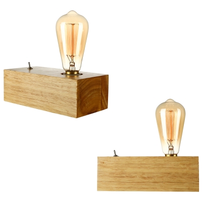 Restoration Country Wood Industrial Accent LED Table Lamp with Edison Bulb