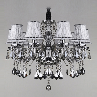 Sparkling Hand Cut Gray Crystal Waterfall 10-Light Classic Style Chandelier