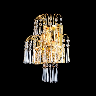 Sparkling Wall Sconce Features Faceted Crystals and Graceful Scrolls