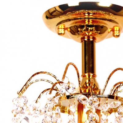 Splendid Semi Flush Mount Light Completed with Luxury Gold Finish and Strings of Crystal Beads