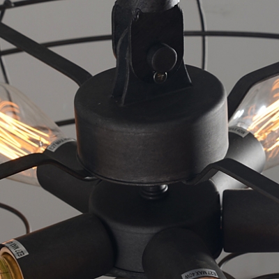 Suspension Industry Wrought Iron Fan Five-light LED Pendant