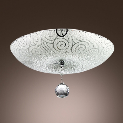 Traditional Two Light Flush Mount Ceiling Light Features Delicate Glass Shade and Clear Crystal Ball