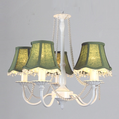 5-Lights Romantic and Lovely Girl's Room Crystal Beaded Strands Fabric Shaded Chandelier