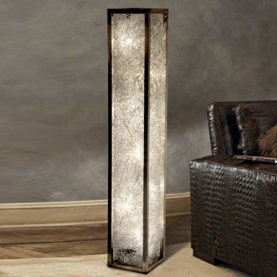 Aluminum Wire Adorned Long Standing Rectangle Floor Lamp