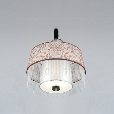 Beautiful Roses Embellished Chic Modern Large Pendant Light  with Clear Hand-cut Crystal Drop