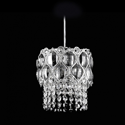 Champagne Crystals Embedded Chrome Finished Shade Mini Pendant Hanging Stunning Crystal Strands
