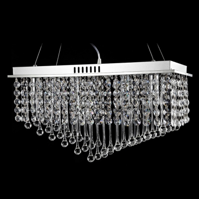 Clear Crystal and Polished Chrome Finish Combine yo Create Glittering Large Contemporary Chandelier Design