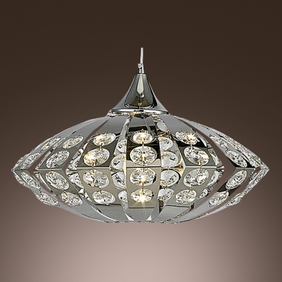 Delicate Clear Crystal Beading Layered over Stainless Steel Frame Tracks in Sleek Modern Oval Chandelier