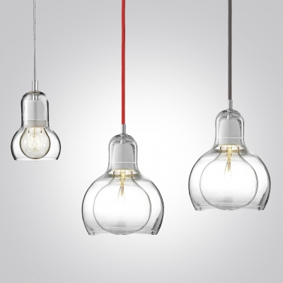 Designer Mini Bulb Pendant In Clear Glass