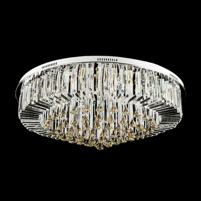 Elegant and Romantic Rounded Flush Mount Hanging Crystal Diamonds and Prisms