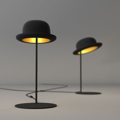 Exquisite and Wonderful Black Hat and Gold Inner Side Designer Table Lamp