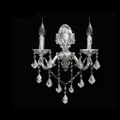 Exquisite European Style Wall Sconce Featured Two Candle Light and Clear Lead Crystal