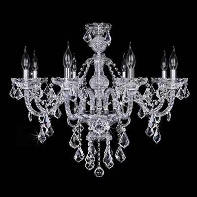 Glittering Clear Crystal Strands and Beads Cascades 8-Light Traditional Chandelier