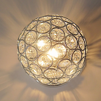 Glittering Crystal Ball and Elegant Semi-Flush Mount Ceiling Light in Chrome Finish