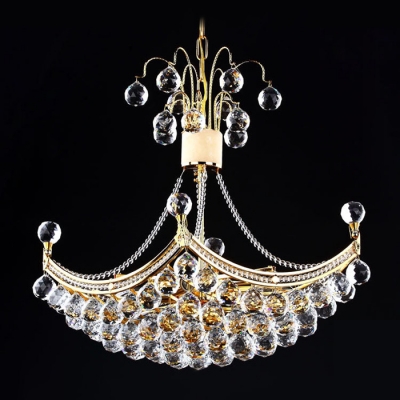 Golden Corona Style Crystal 6-Light Chandelier Pendant Light Hanging Crystal Spheres