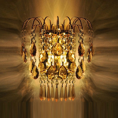 Graceful Scrolling add Charm to Gorgeous Clear Crystal Wall Sconce