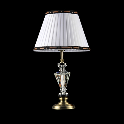 Pleated White Fabric Shade with Black Edging Add Glamour to Classic Look Table Lamp
