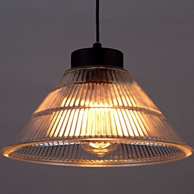 Vintage Cone Prismatic Glass LED Pendant Light
