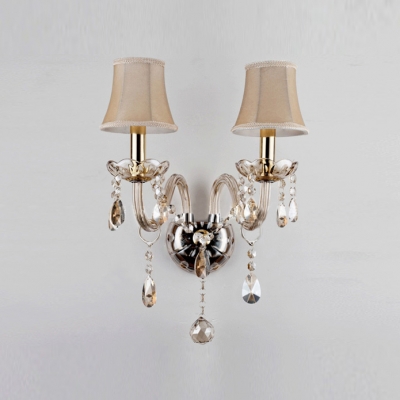 Shining Modern Crystal Accent  Wall Sconce with Graceful Scrolling Arms Creating Elegant Embellishment to Feminine Room