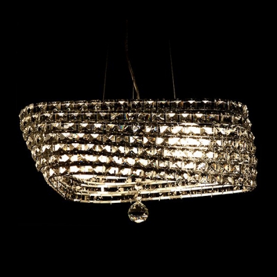 Shinning Faceted Crystal Beads Embedded Bold Design Geometric Shaped Large Pendant Light