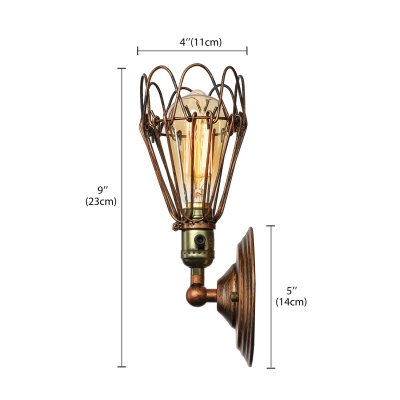 Antique Copper  Finished Warehouse Industrial LED Wall Light