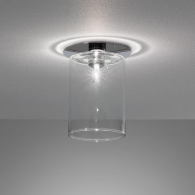 Stunning Glass Cylinder Shaded Semi-Flush Mount Ceiling Light In Designer Style 6.7”High Clear