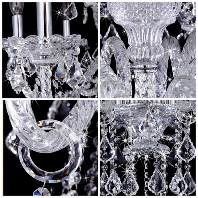 6-Light Clear Crystal Chains and Drops Candle Light Classic Chandelier