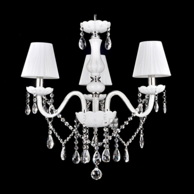 Absorbing Three Lights Crystal Accents Embellished Cream Shade Crystal Chandelier