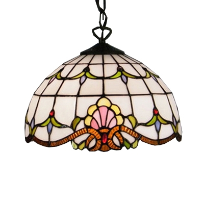 Baroque Tiffany Art Stained Glass Style Mini Pendant Light Renaissance Pattern