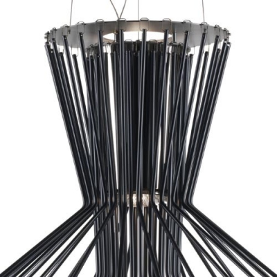 Black Wrought Iron and Aluminum Cage Designer Large Pendant Lights