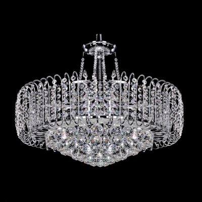 Bold and Elegant Pendant Light  Hanging Cluster of Crystal Globes and Crystal Beaded Strands